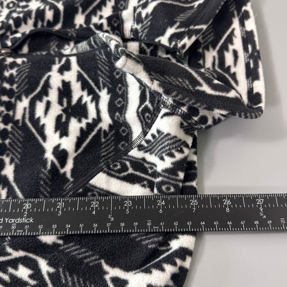 Eddie Bauer Womens Large Fleece Pullover Aztec Southwestern Black White Top - Picture 8 of 9